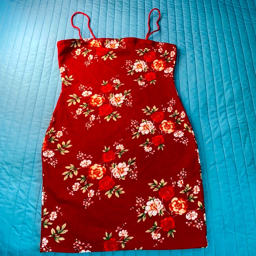 Shein Red Floral Dress